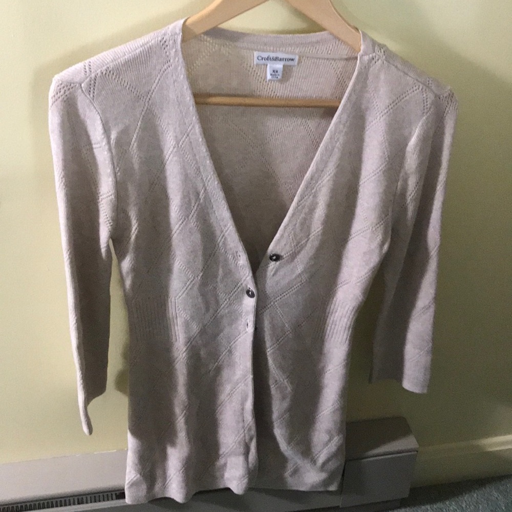 Croft&Barrow Tan Long Spring Weight Sweater SZ: XS